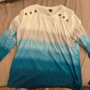 Blue and white long sleeve shirt